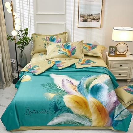 91家纺网 家纺一手货源 找家纺 雲归梦 2021新款全棉大版夏被四件套 羽翼纷飞