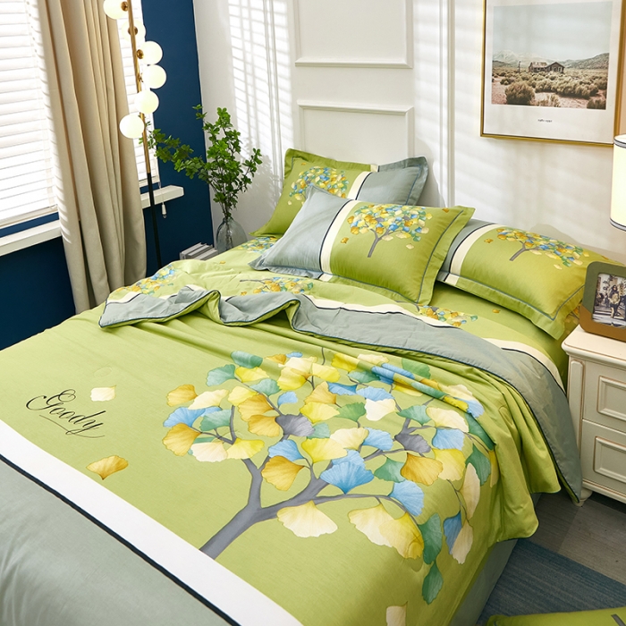 91家纺网 家纺一手货源 找家纺 雲归梦 2021新款全棉大版夏被四件套 彩虹树