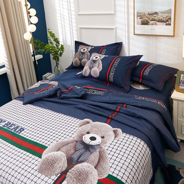 91家纺网 家纺一手货源 找家纺 雲归梦 2021新款全棉大版夏被四件套 幸运熊