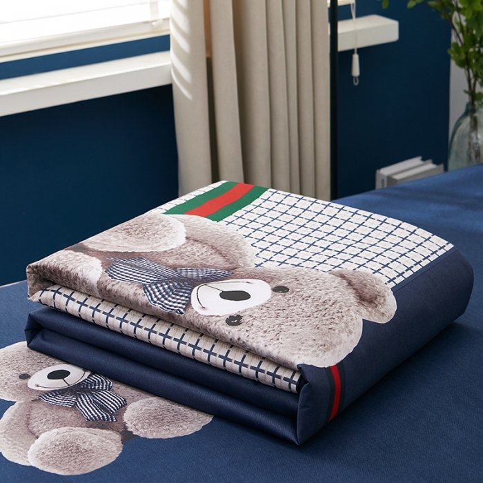 91家纺网 家纺一手货源 找家纺 雲归梦 2021新款全棉大版夏被四件套 幸运熊