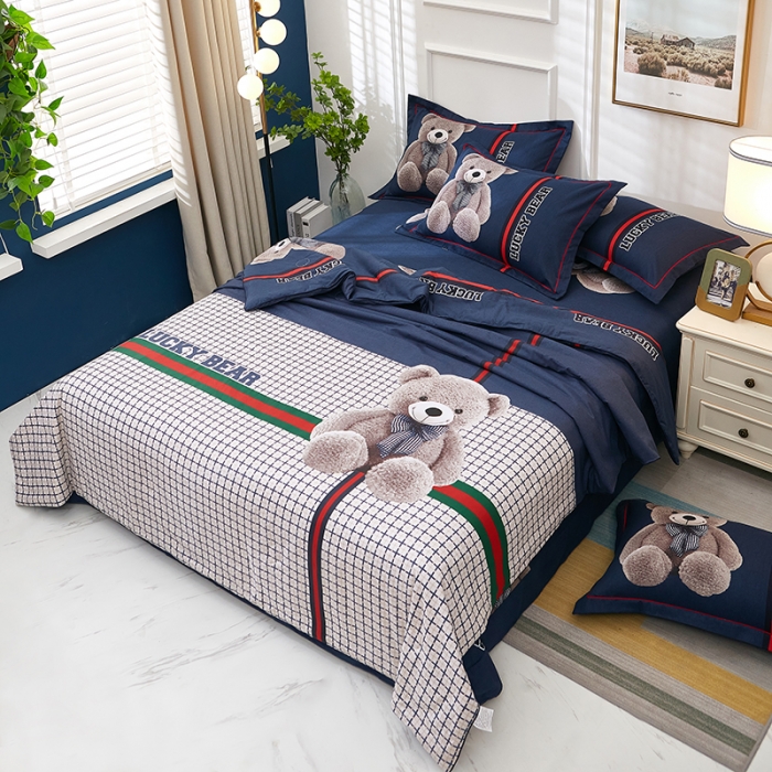 91家纺网 家纺一手货源 找家纺 雲归梦 2021新款全棉大版夏被四件套 幸运熊