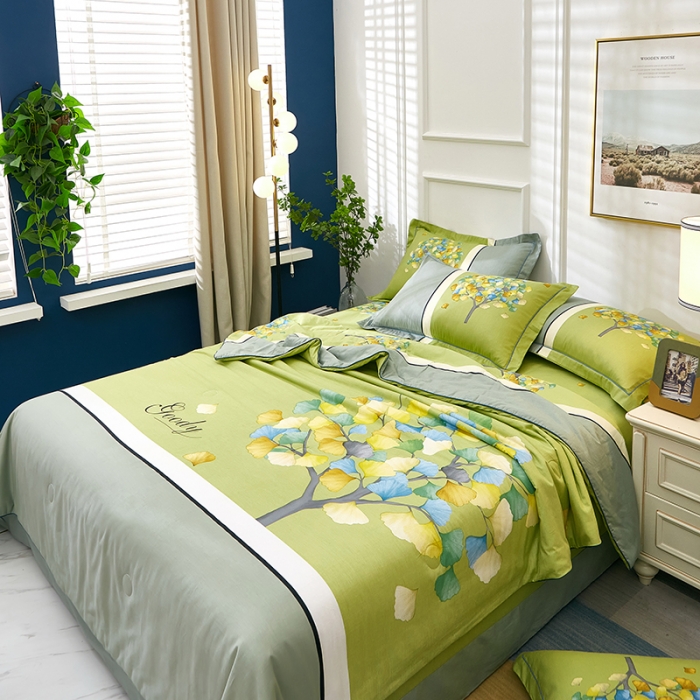 91家纺网 家纺一手货源 找家纺 雲归梦 2021新款全棉大版夏被四件套 彩虹树