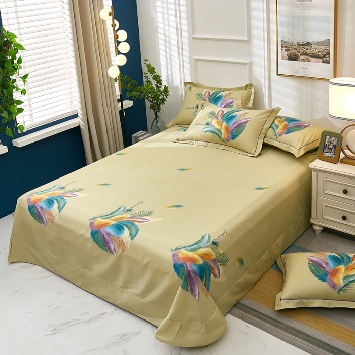 91家纺网 家纺一手货源 找家纺 雲归梦 2021新款全棉大版夏被四件套 羽翼纷飞