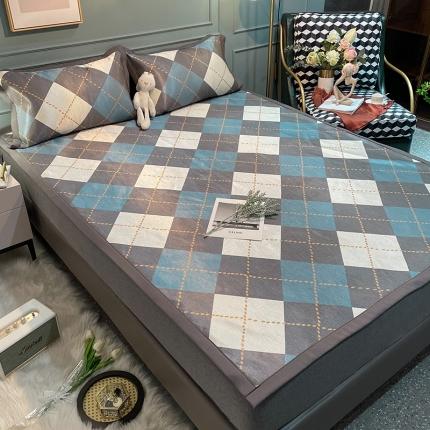 91家纺网 家纺一手货源 找家纺 简宜家居 2021新款复合凉席冰丝三件套 蓝田