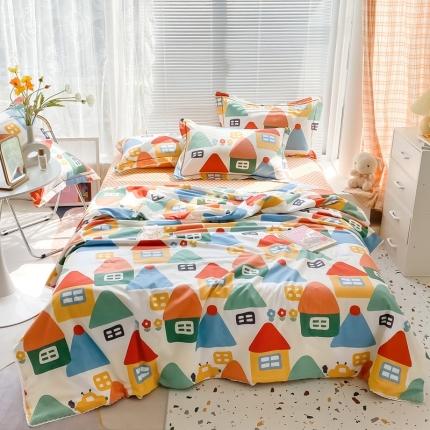 91家纺网 家纺一手货源 找家纺 （总）眠屿 2021新款全棉大豆夏被四件套