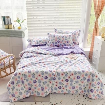 91家纺网 家纺一手货源 找家纺 眠屿 2021新款全棉大豆夏被四件套 繁华朵朵