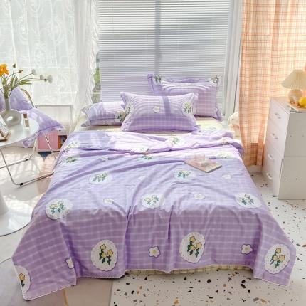 91家纺网 家纺一手货源 找家纺 眠屿 2021新款全棉大豆夏被四件套 普罗旺斯