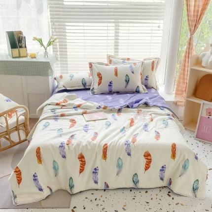 91家纺网 家纺一手货源 找家纺 眠屿 2021新款全棉大豆夏被四件套 羽梦