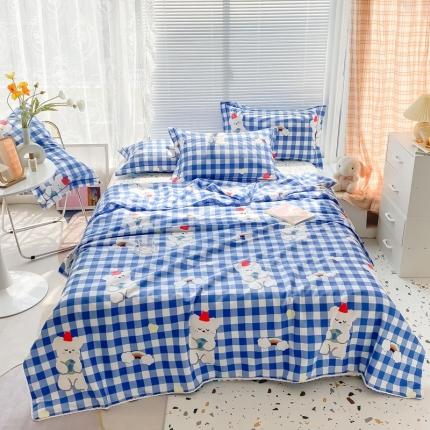 91家纺网 家纺一手货源 找家纺 眠屿 2021新款全棉大豆夏被四件套 云朵熊