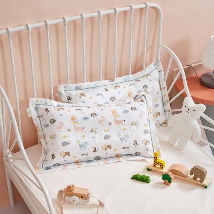 （总）全棉A类枕头罩宝宝午睡枕巾纯棉双层纱卡通儿童枕套