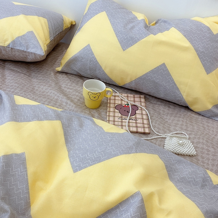 91家纺网 家纺一手货源 找家纺 沐棉家居  2022年新款13070全棉印花四件套直播爆款 波谱