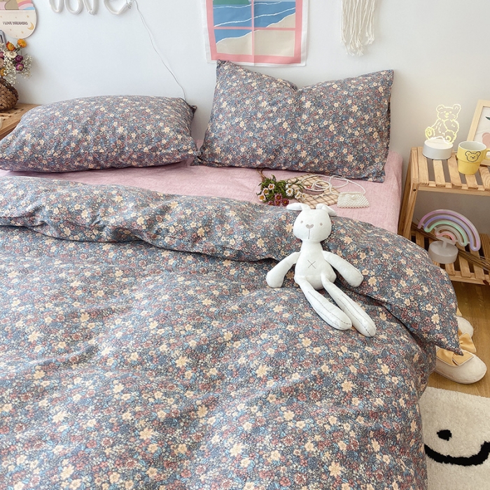 91家纺网 家纺一手货源 找家纺 沐棉家居  2022年新款13070全棉印花四件套直播爆款 芬芳园