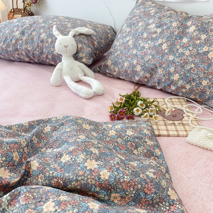 91家纺网 家纺一手货源 找家纺 沐棉家居  2022年新款13070全棉印花四件套直播爆款 芬芳园