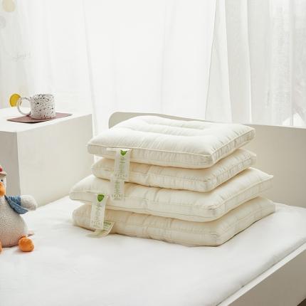 （总）全棉60支长绒棉儿童枕芯板蓝根纤维抗菌防感枕立体羽丝棉