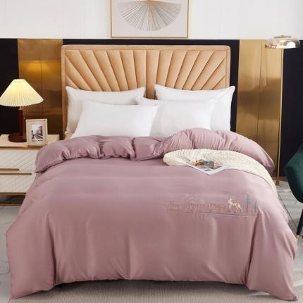 91家纺网 家纺一手货源 找家纺 金窝窝家纺 2024新款纯棉绣花单被套 福鹿相伴珊瑚粉