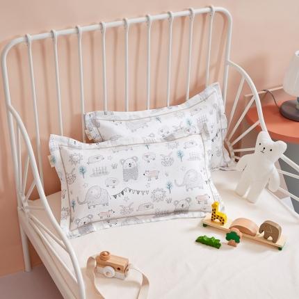 91家纺网 家纺一手货源 找家纺 荷马之梦 舒眠系列-双层纱儿童枕套 动物派对