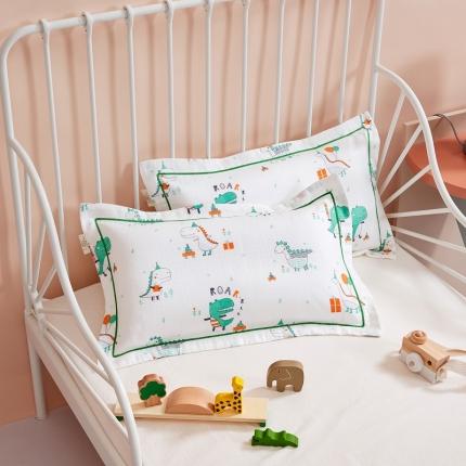 91家纺网 家纺一手货源 找家纺 荷马之梦 舒眠系列-双层纱儿童枕套 亲亲恐龙