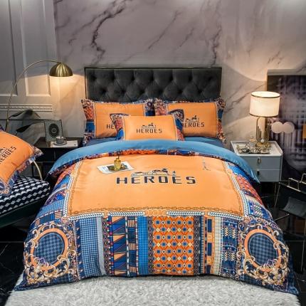 91家纺网 家纺一手货源 找家纺 博纳家纺 2021新款水洗真丝数码印花四件套 骑士