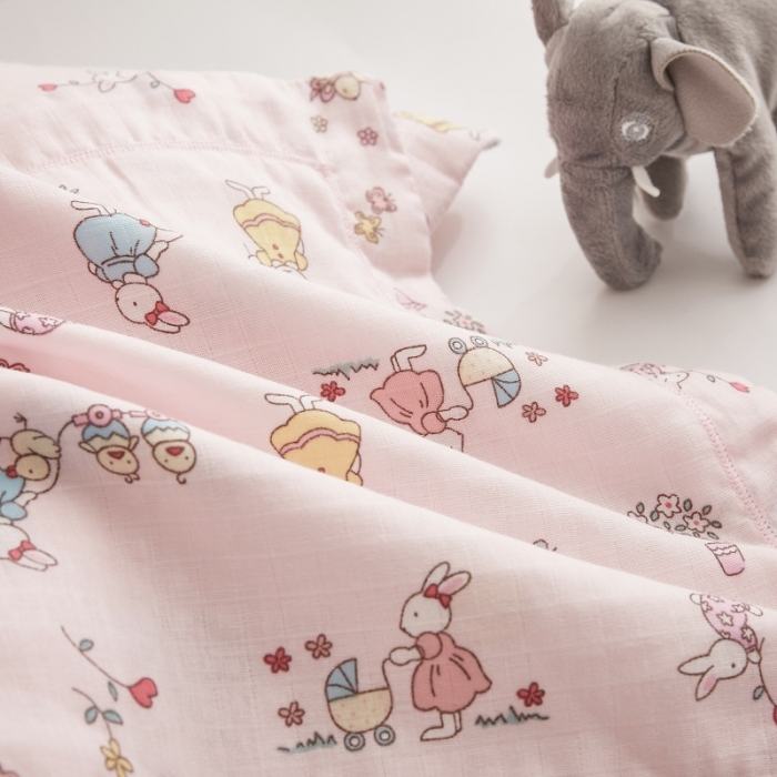 91家纺网 家纺一手货源 找家纺 荷马之梦 舒眠系列-双层纱儿童枕套 兔小妹