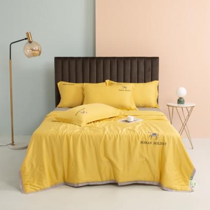 91家纺网 家纺一手货源 找家纺 棉生活 2021新款爱玛系列天丝夏被 柠檬黄