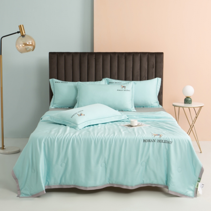 91家纺网 家纺一手货源 找家纺 棉生活 2021新款爱玛系列天丝夏被 天空蓝