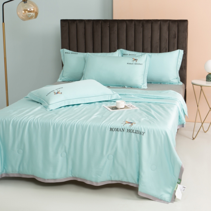 91家纺网 家纺一手货源 找家纺 棉生活 2021新款爱玛系列天丝夏被 天空蓝