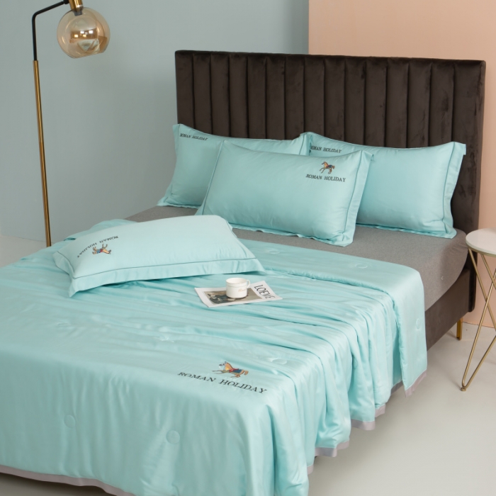 91家纺网 家纺一手货源 找家纺 棉生活 2021新款爱玛系列天丝夏被 天空蓝