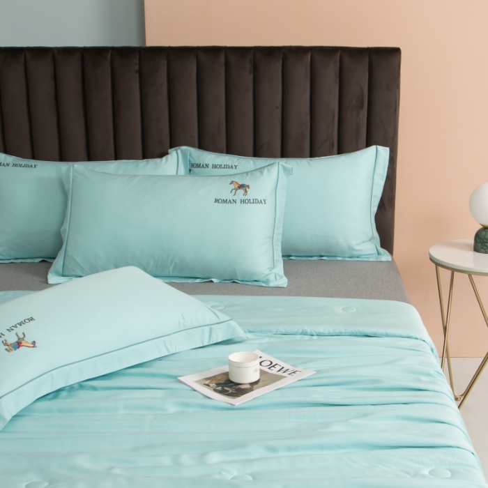 91家纺网 家纺一手货源 找家纺 棉生活 2021新款爱玛系列天丝夏被 天空蓝