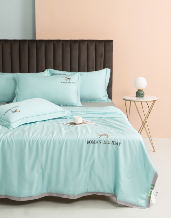 91家纺网 家纺一手货源 找家纺 棉生活 2021新款爱玛系列天丝夏被 天空蓝