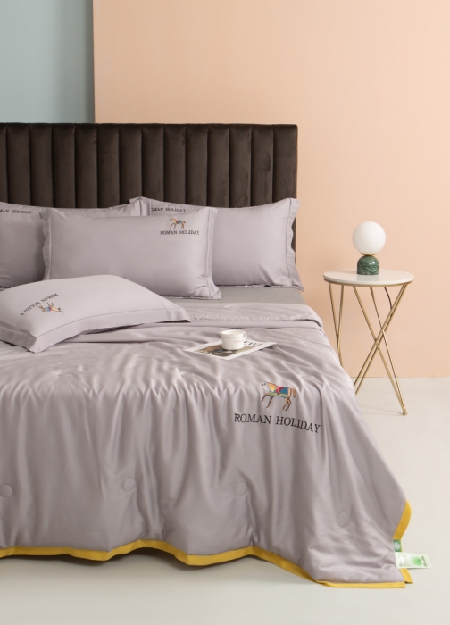 91家纺网 家纺一手货源 找家纺 棉生活 2021新款爱玛系列天丝夏被 烟灰