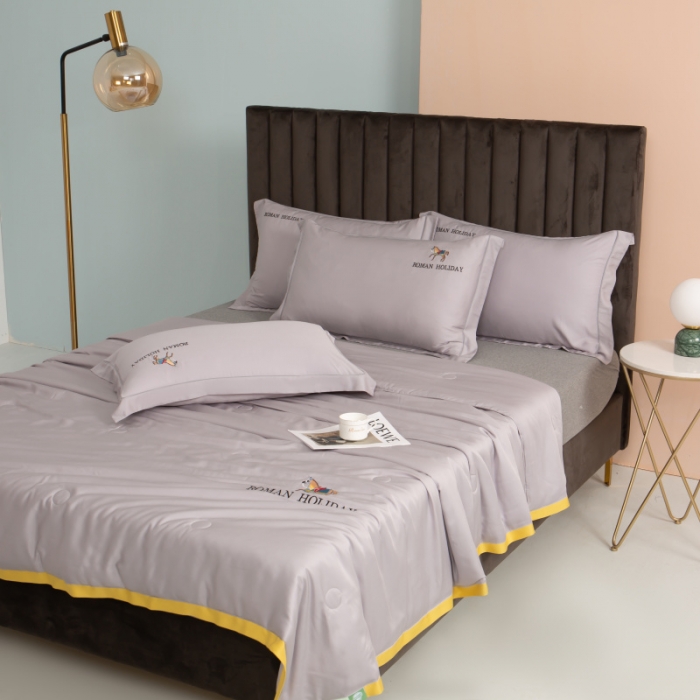 91家纺网 家纺一手货源 找家纺 棉生活 2021新款爱玛系列天丝夏被 烟灰