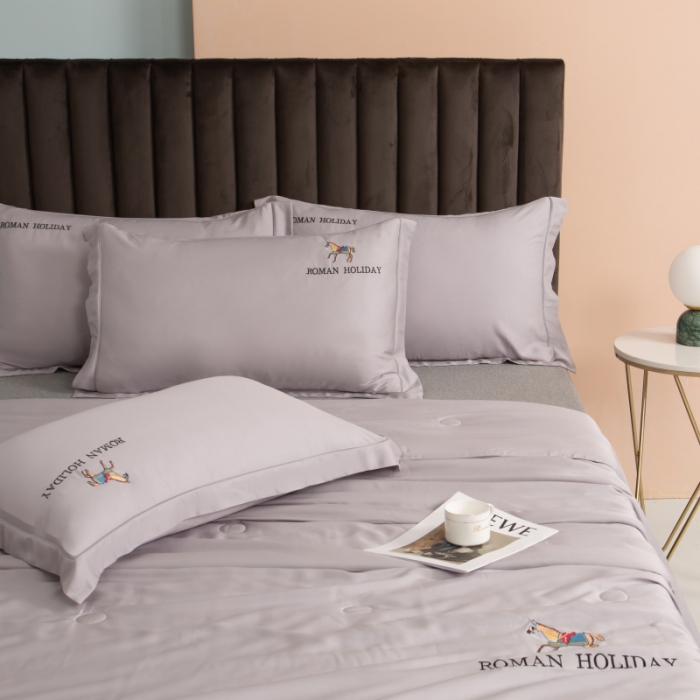 91家纺网 家纺一手货源 找家纺 棉生活 2021新款爱玛系列天丝夏被 烟灰