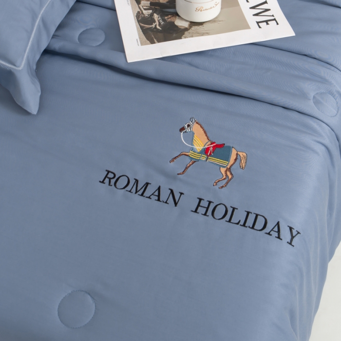 91家纺网 家纺一手货源 找家纺 棉生活 2021新款爱玛系列天丝夏被 月光蓝