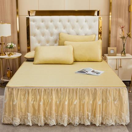 91家纺网 家纺一手货源 找家纺 网红馆 2025新款蕾丝花边宽边冰藤席 柠檬黄