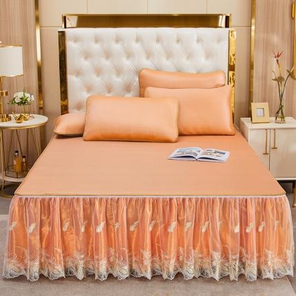 91家纺网 家纺一手货源 找家纺 网红馆 2025新款蕾丝花边宽边冰藤席 柔肤橙