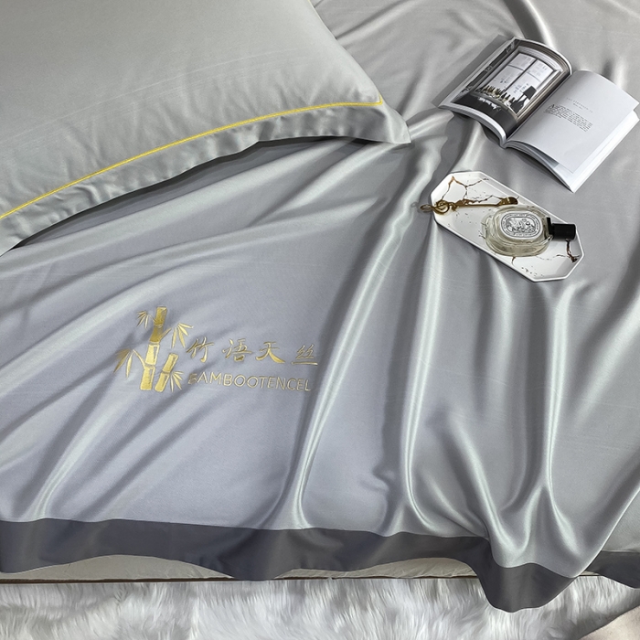 91家纺网 家纺一手货源 找家纺 （总）吾秀 2022 刺绣竹语天丝凉席三件套 天丝凉席竹纤维