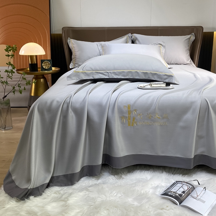 91家纺网 家纺一手货源 找家纺 （总）吾秀 2022 刺绣竹语天丝凉席三件套 天丝凉席竹纤维