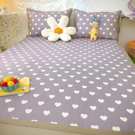 91家纺网 家纺一手货源 找家纺 川悦生活 2021新款小清新冰藤席三件套 小爱心紫