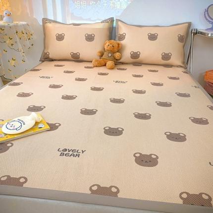 91家纺网 家纺一手货源 找家纺 川悦生活 2021新款小清新冰藤席三件套 小萌熊咖