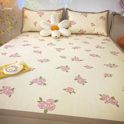 91家纺网 家纺一手货源 找家纺 川悦生活 2021新款小清新冰藤席三件套 甜蜜的花