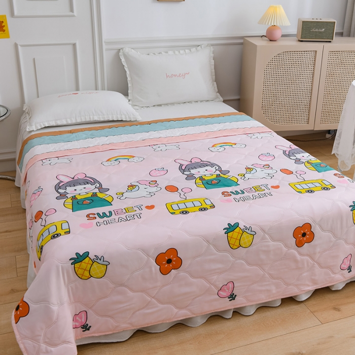 91家纺网 家纺一手货源 找家纺 百花王 2021新款芦荟棉夏凉被 彩虹公主