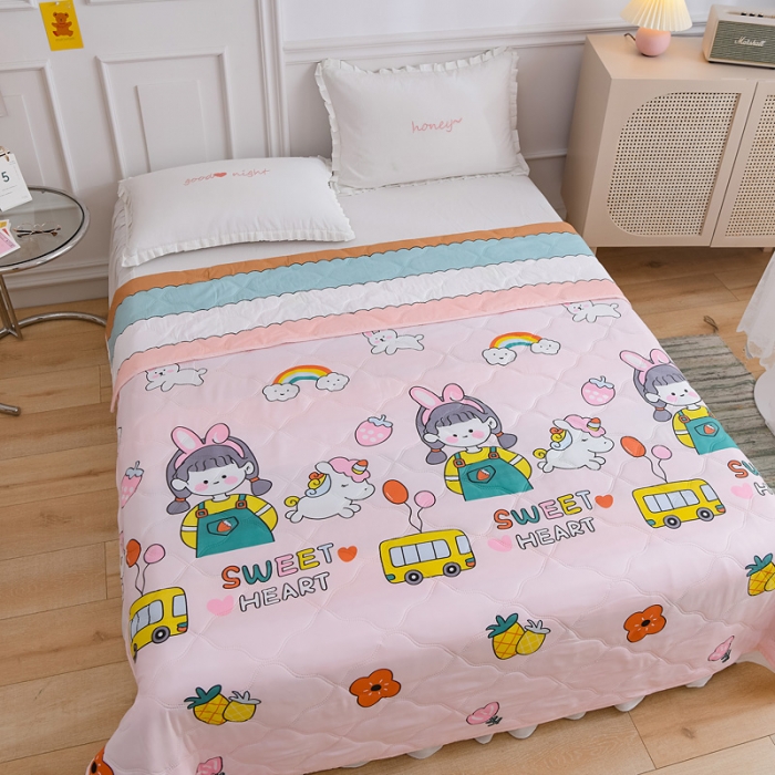 91家纺网 家纺一手货源 找家纺 百花王 2021新款芦荟棉夏凉被 彩虹公主