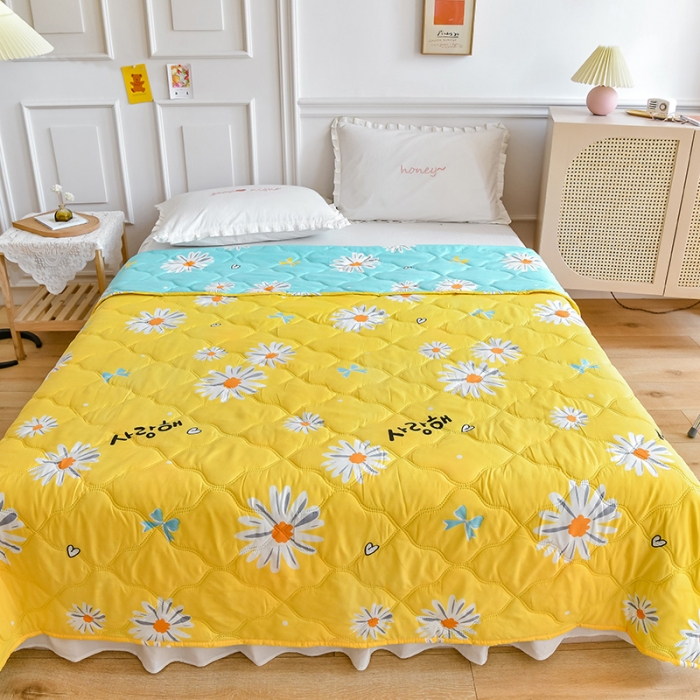 91家纺网 家纺一手货源 找家纺 百花王 2021新款芦荟棉夏凉被 迷迭香菊