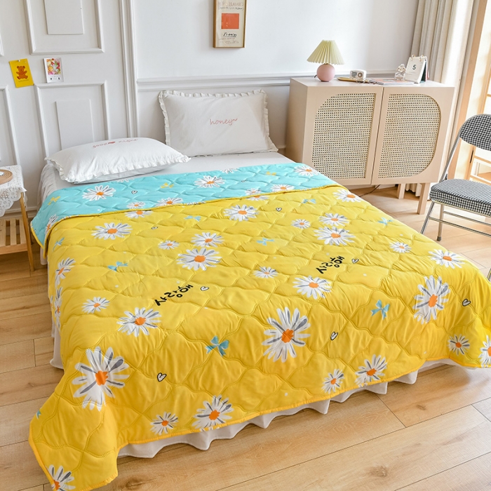 91家纺网 家纺一手货源 找家纺 百花王 2021新款芦荟棉夏凉被 迷迭香菊