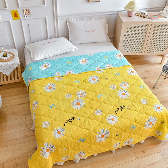 91家纺网 家纺一手货源 找家纺 百花王 2021新款芦荟棉夏凉被 迷迭香菊