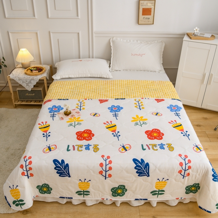 91家纺网 家纺一手货源 找家纺 百花王 2021新款芦荟棉夏凉被 幸福花