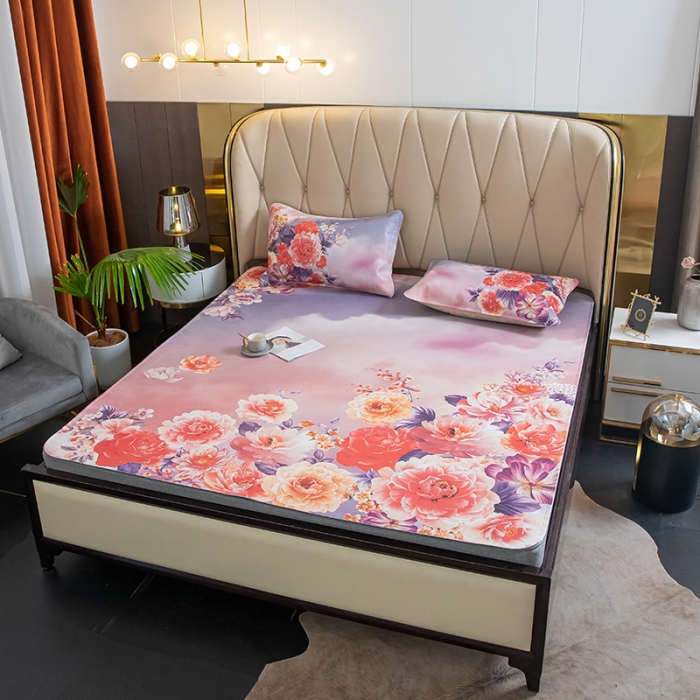 91家纺网 家纺一手货源 找家纺 吾秀 2021新款数码版头层牛皮席 红牡丹