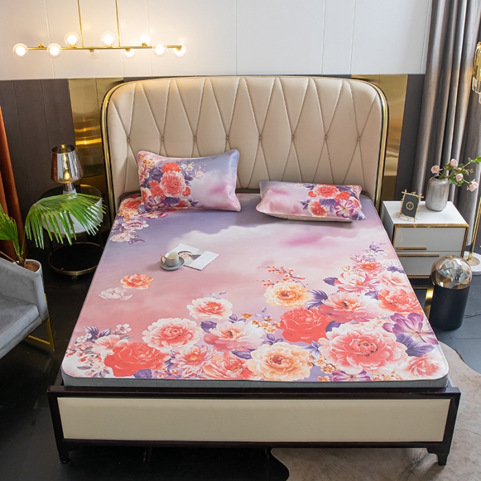 91家纺网 家纺一手货源 找家纺 吾秀 2021新款数码版头层牛皮席 红牡丹