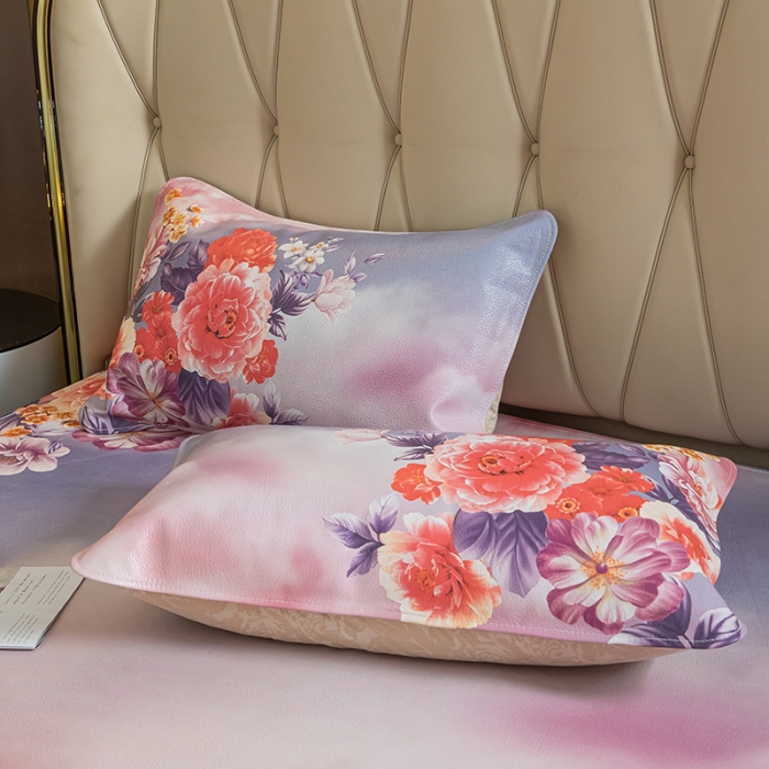 91家纺网 家纺一手货源 找家纺 吾秀 2021新款数码版头层牛皮席 红牡丹