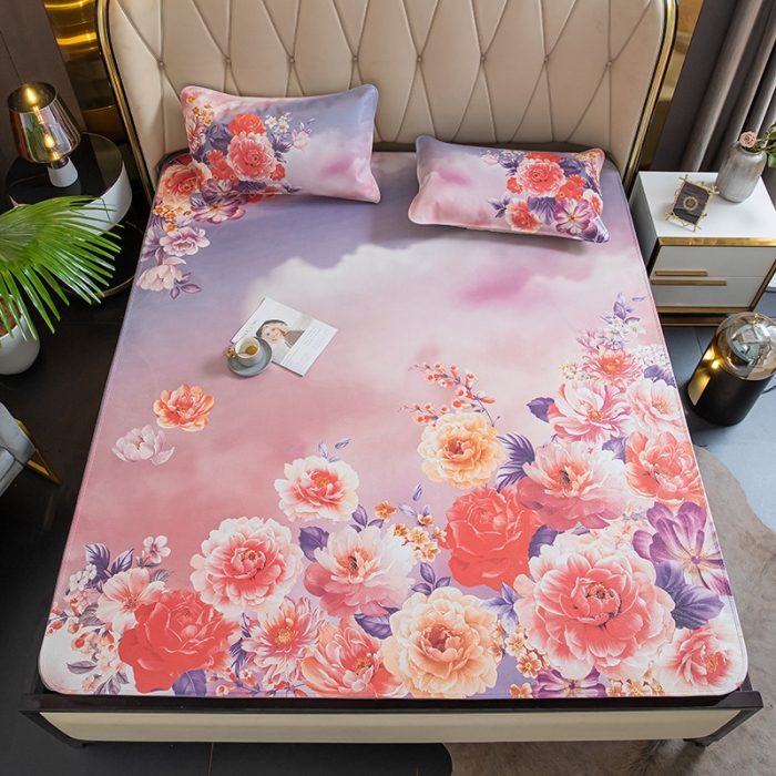 91家纺网 家纺一手货源 找家纺 吾秀 2021新款数码版头层牛皮席 红牡丹